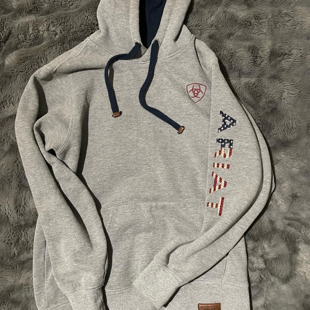 Ariat Heather Gray Sweatshirt with Navy and Red Details